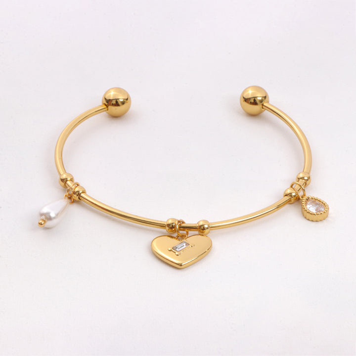 Heartline Charm Cuff Bracelet