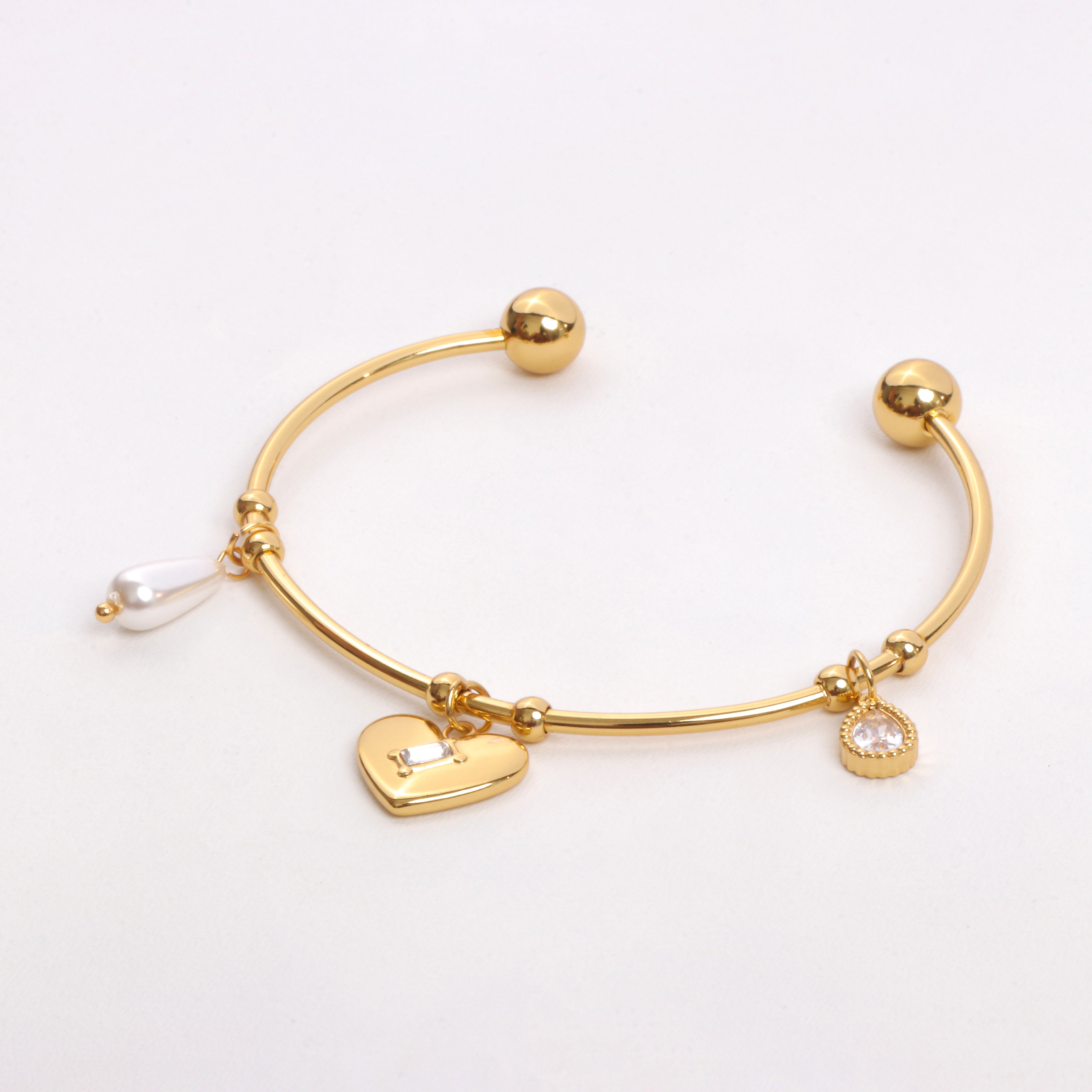 Heartline Charm Cuff Bracelet