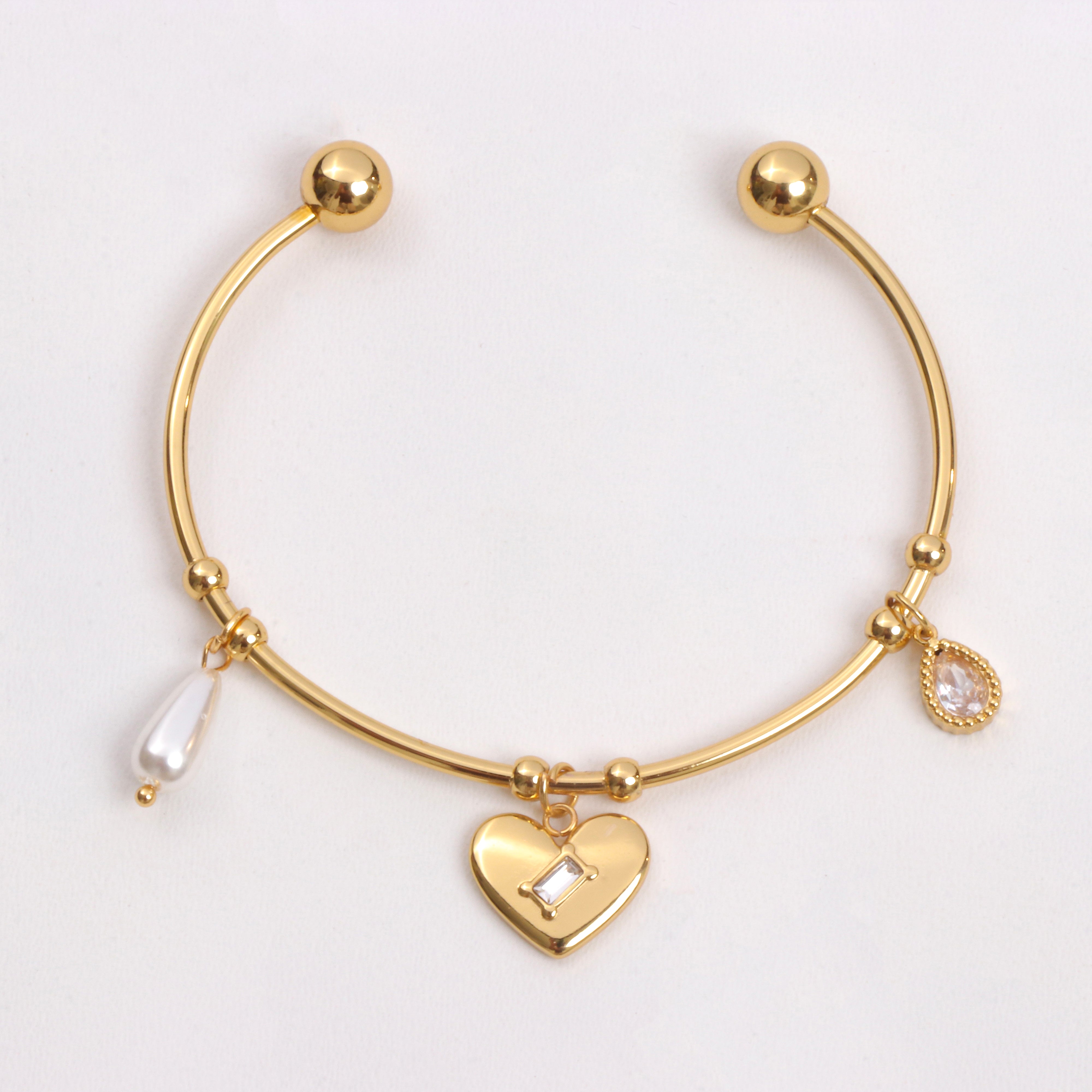 Heartline Charm Cuff Bracelet