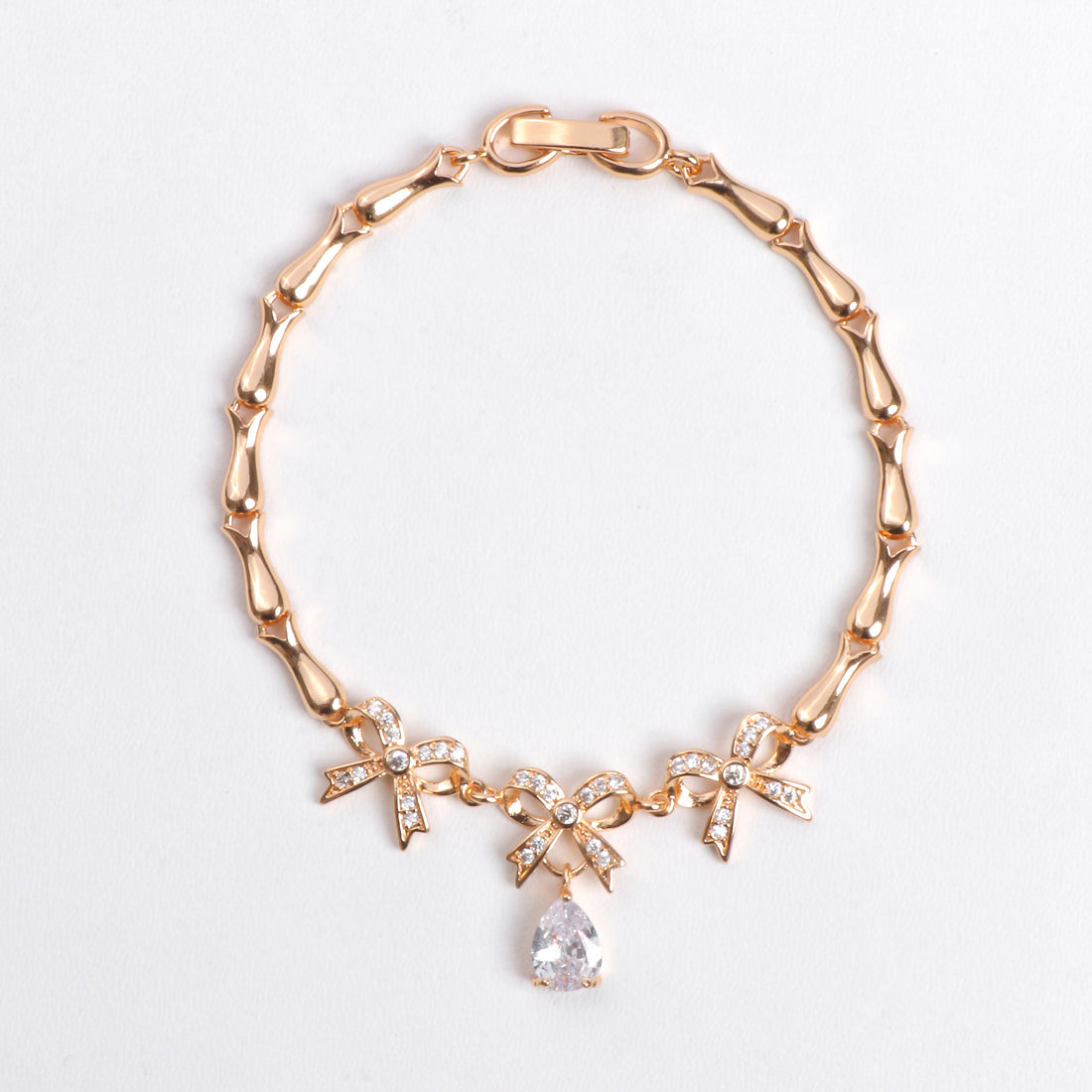Rose Gold Ribbon Charm Bracelet