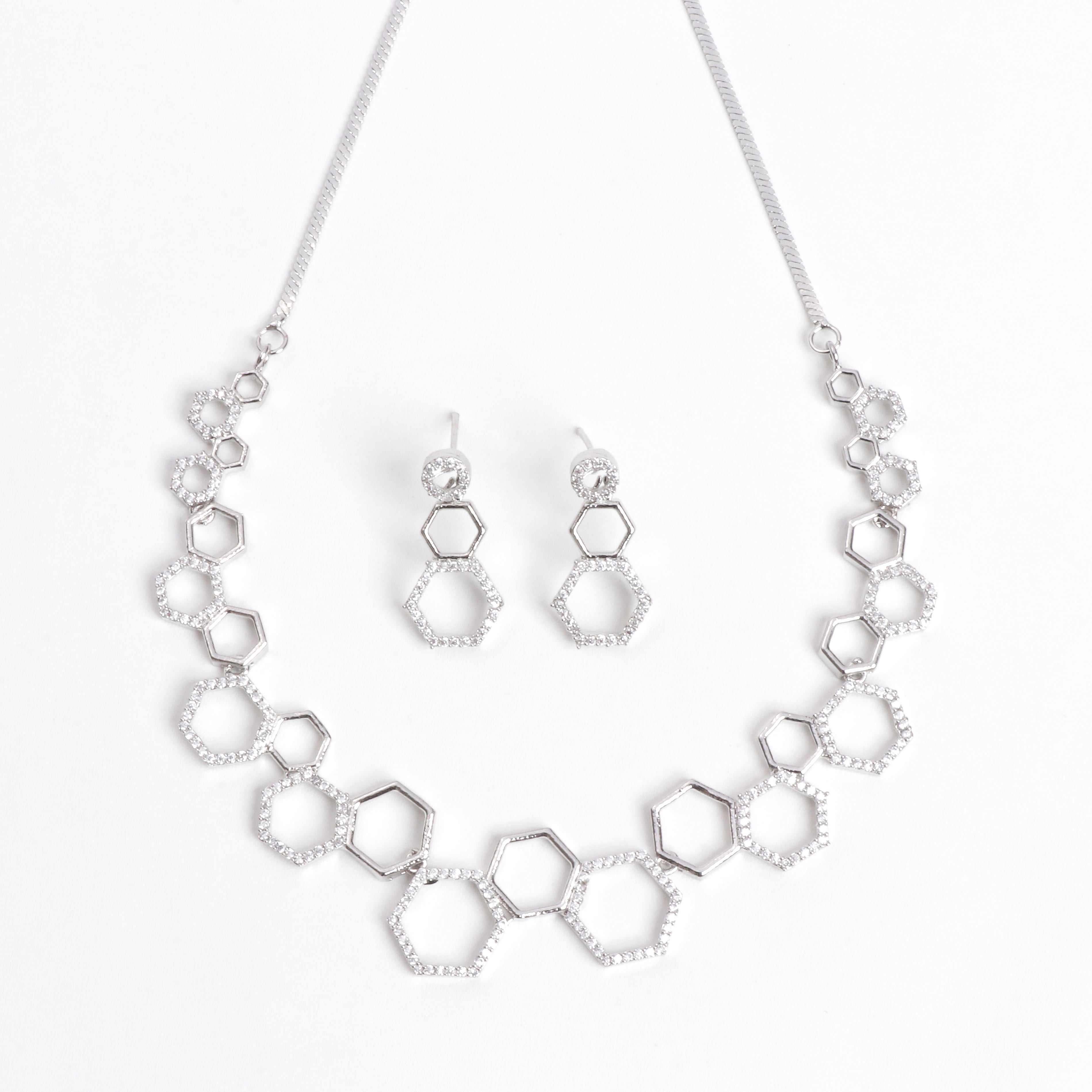 HexaGleam Necklace & Earrings Set