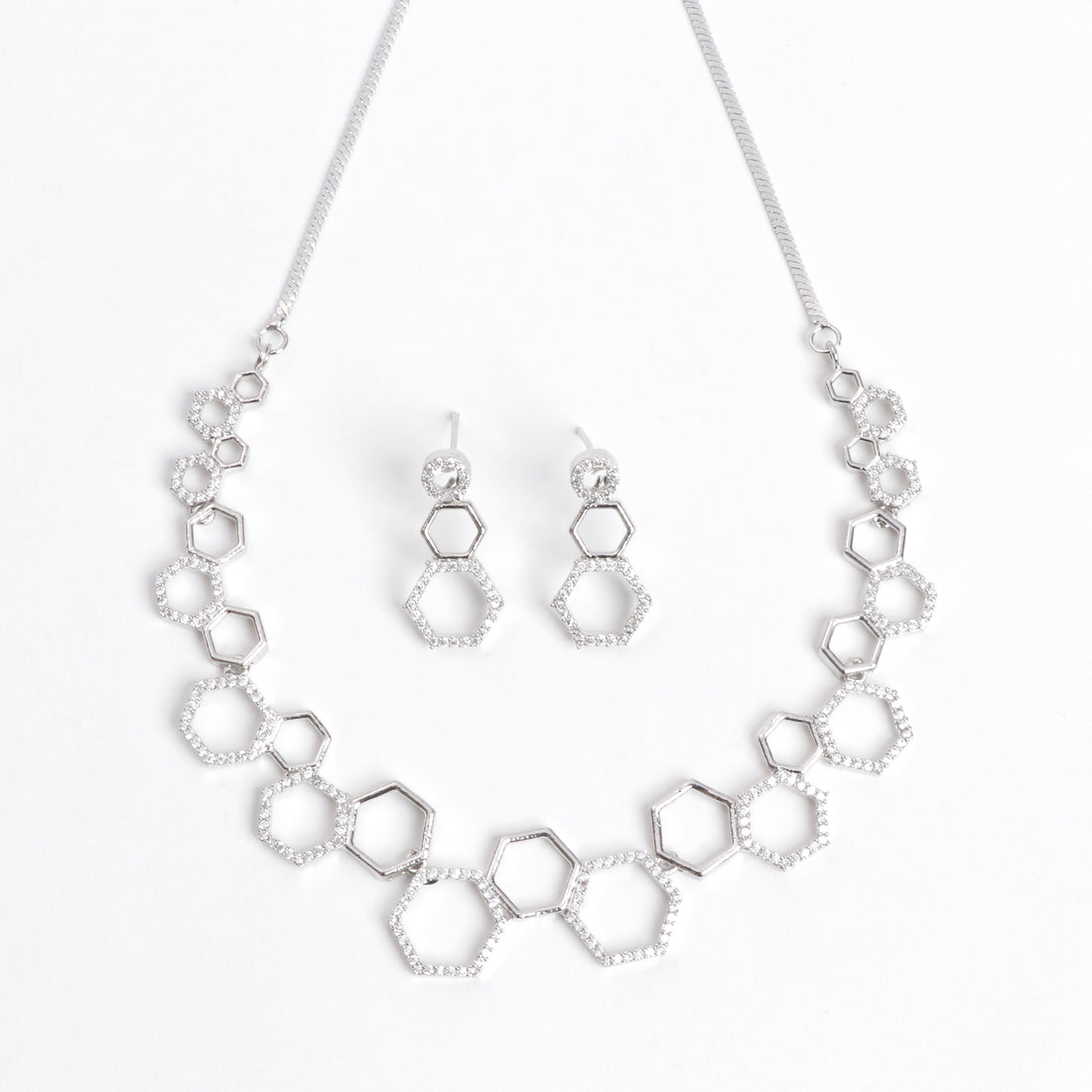 HexaGleam Necklace & Earrings Set