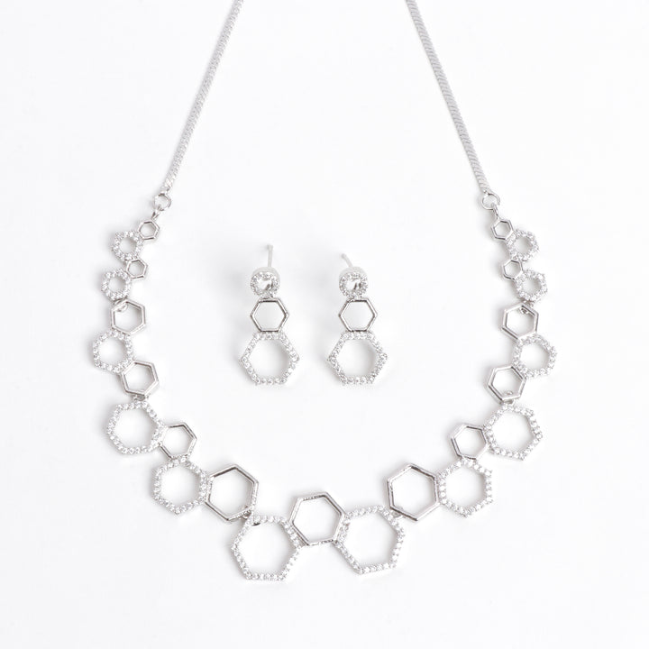 HexaGleam Necklace & Earrings Set