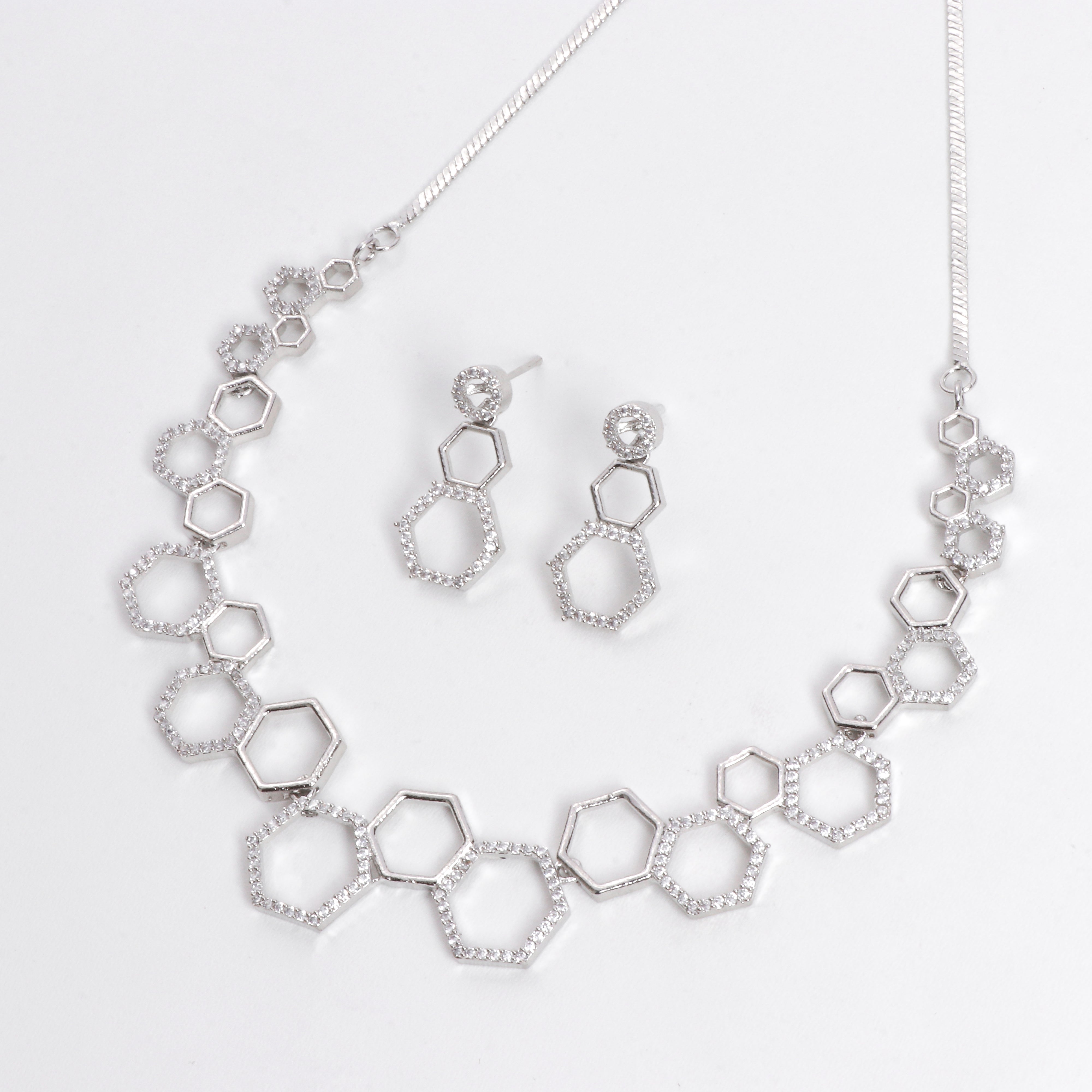 HexaGleam Necklace & Earrings Set