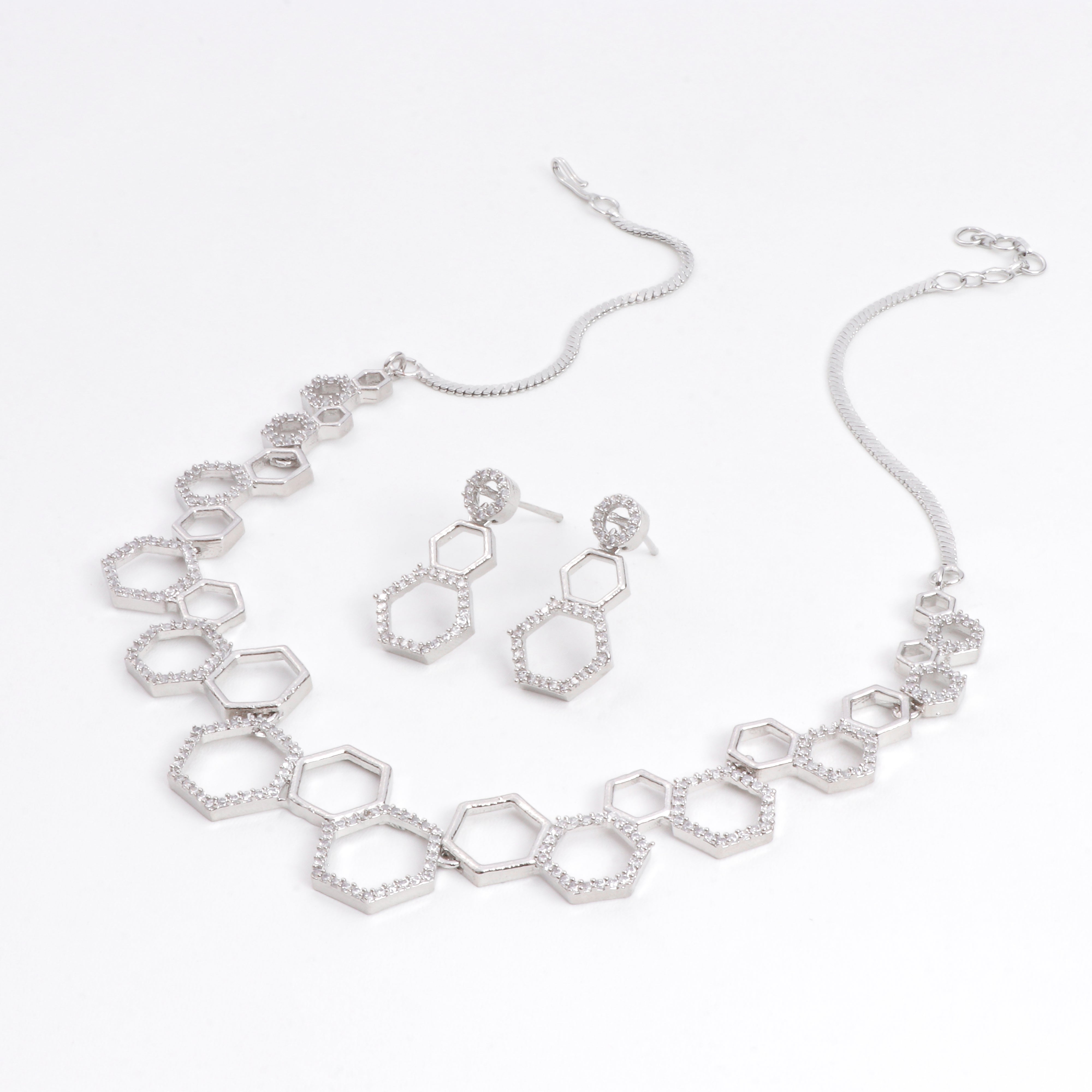 HexaGleam Necklace & Earrings Set